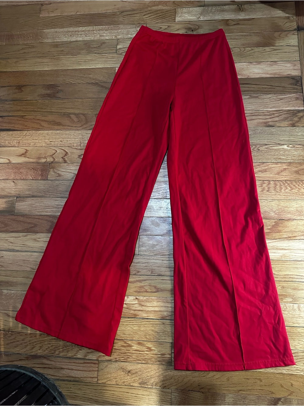 OQQ Red Wide Leg Pants High Waist Elastic Waist Stretch Travel Medium